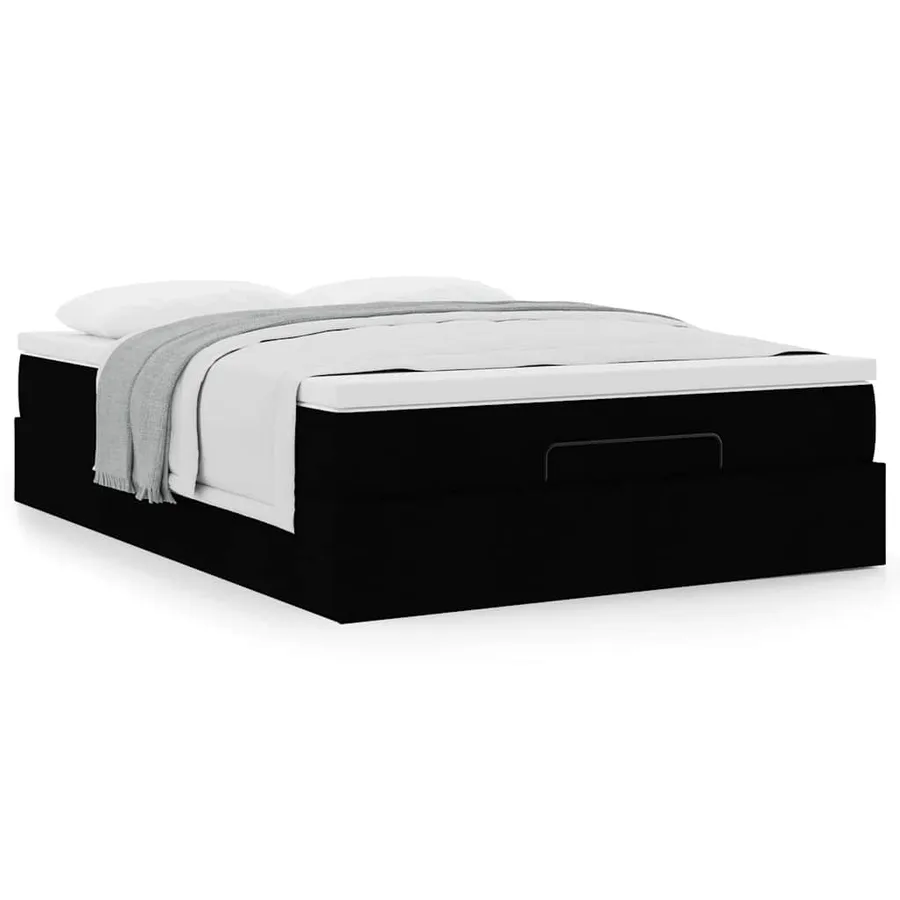 Cadre de lit ottoman avec matelas noir 140x200 cm similicuir - 4