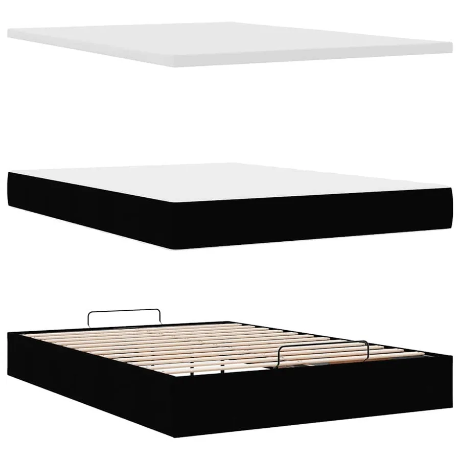 Cadre de lit ottoman avec matelas noir 140x200 cm similicuir - 8