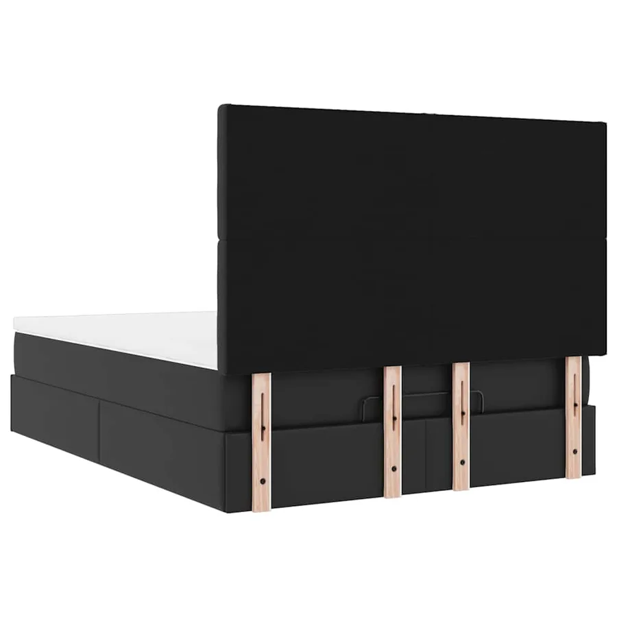 Cadre de lit ottoman avec matelas noir 140x200 cm similicuir - 11