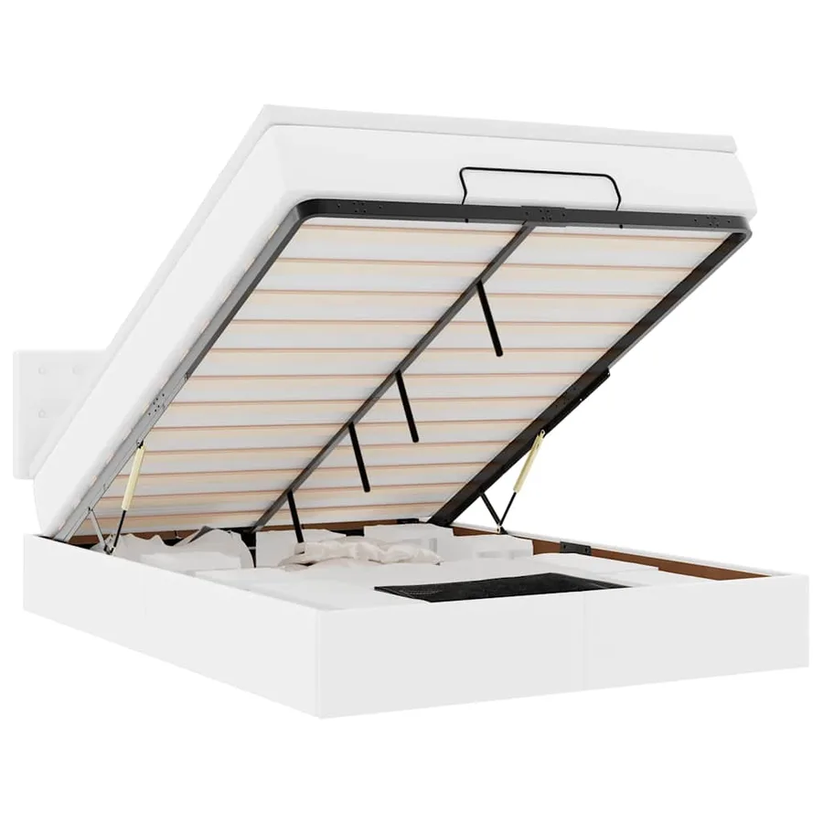 Lit ottoman avec matelas & LED blanc pur 140x200cm similicuir - 2