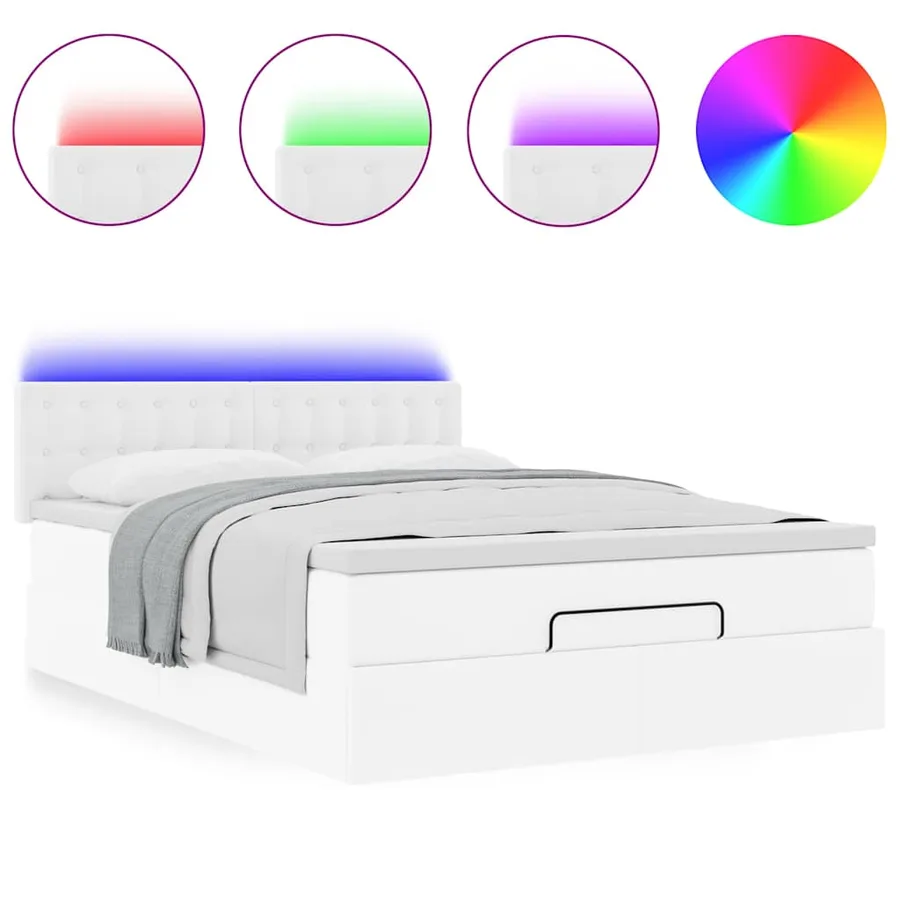 Lit ottoman avec matelas & LED blanc pur 140x200cm similicuir - 5