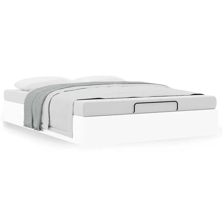 Cadre de lit ottoman sans matelas blanc 140x200 cm similicuir - 4