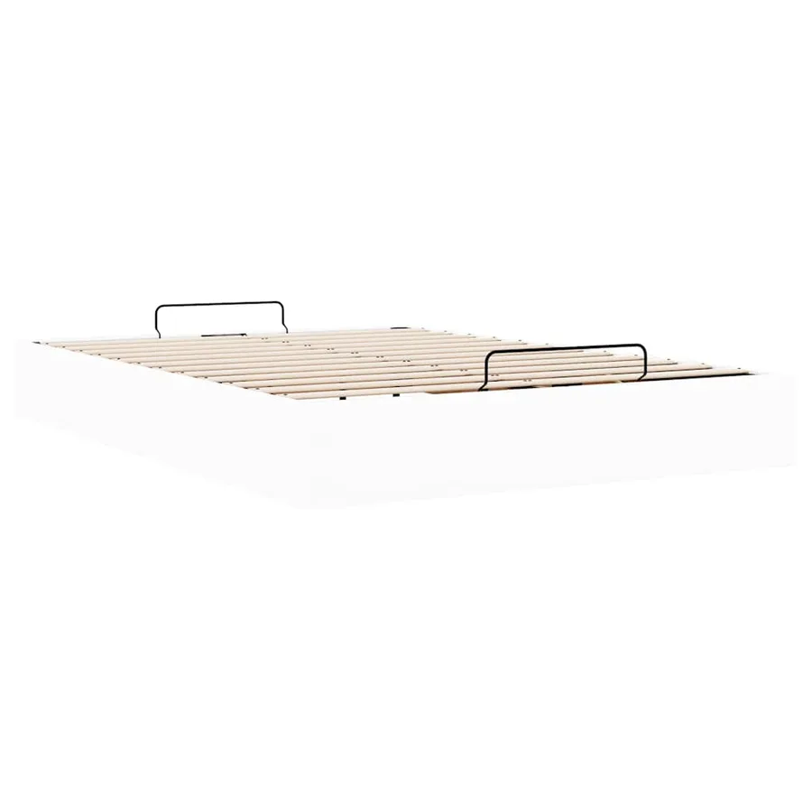 Cadre de lit ottoman sans matelas blanc 140x200 cm similicuir - 9