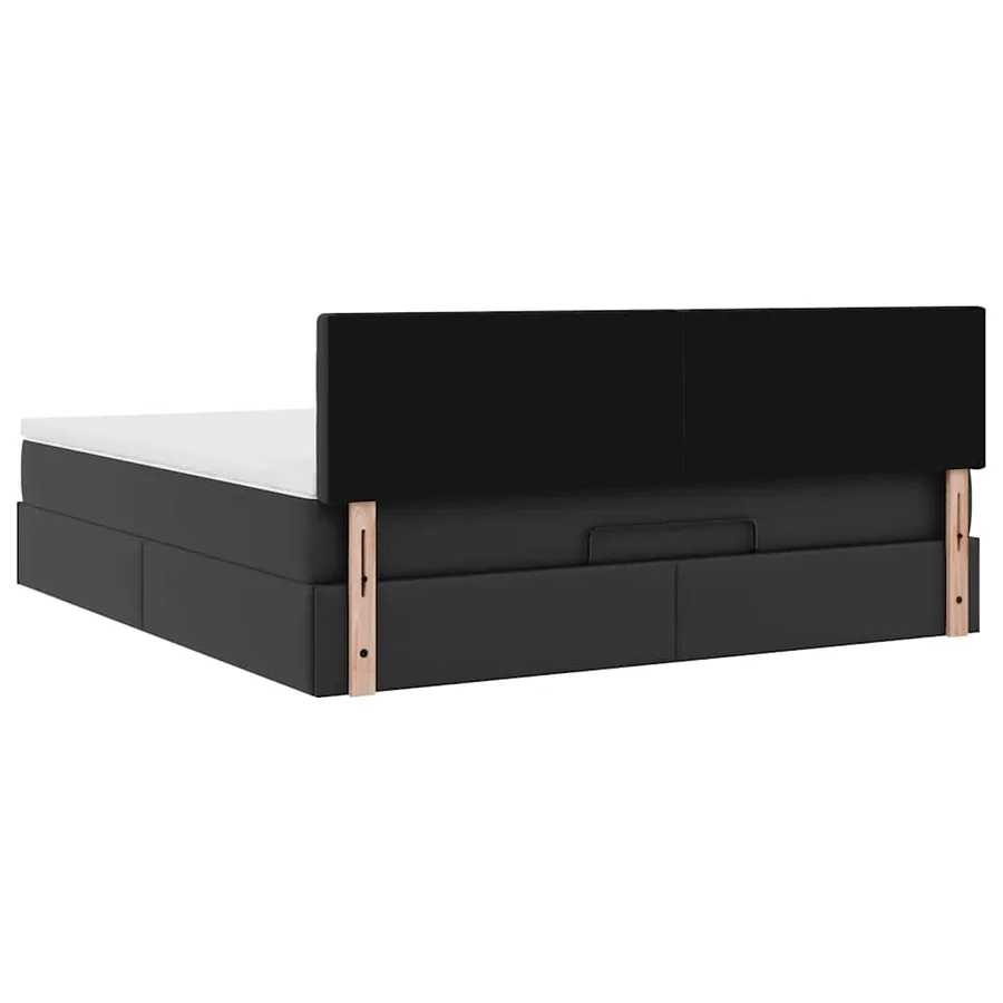 Cadre de lit ottoman avec matelas noir 160x200 cm similicuir - 11