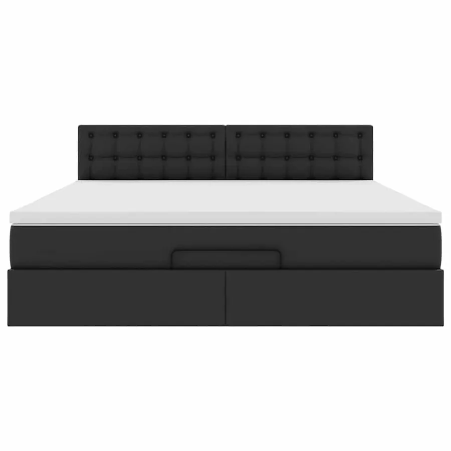 Cadre de lit ottoman avec matelas noir 160x200 cm similicuir - 7