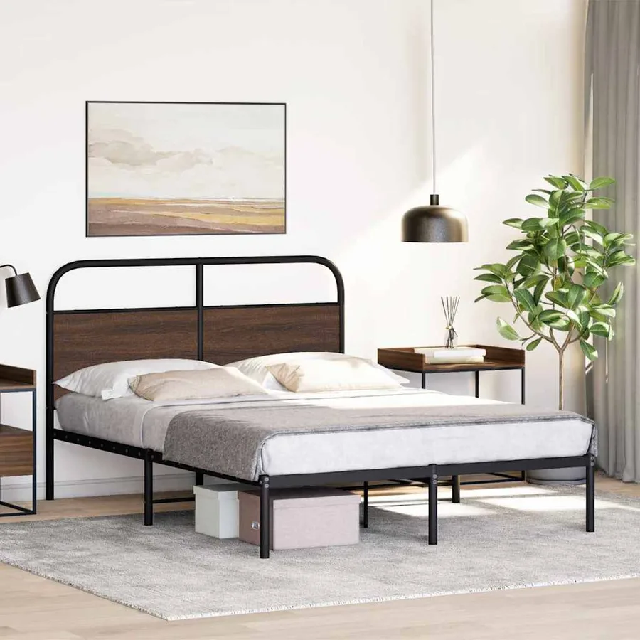 Cadre de lit sans matelas 140x190 cm chêne marron - 4