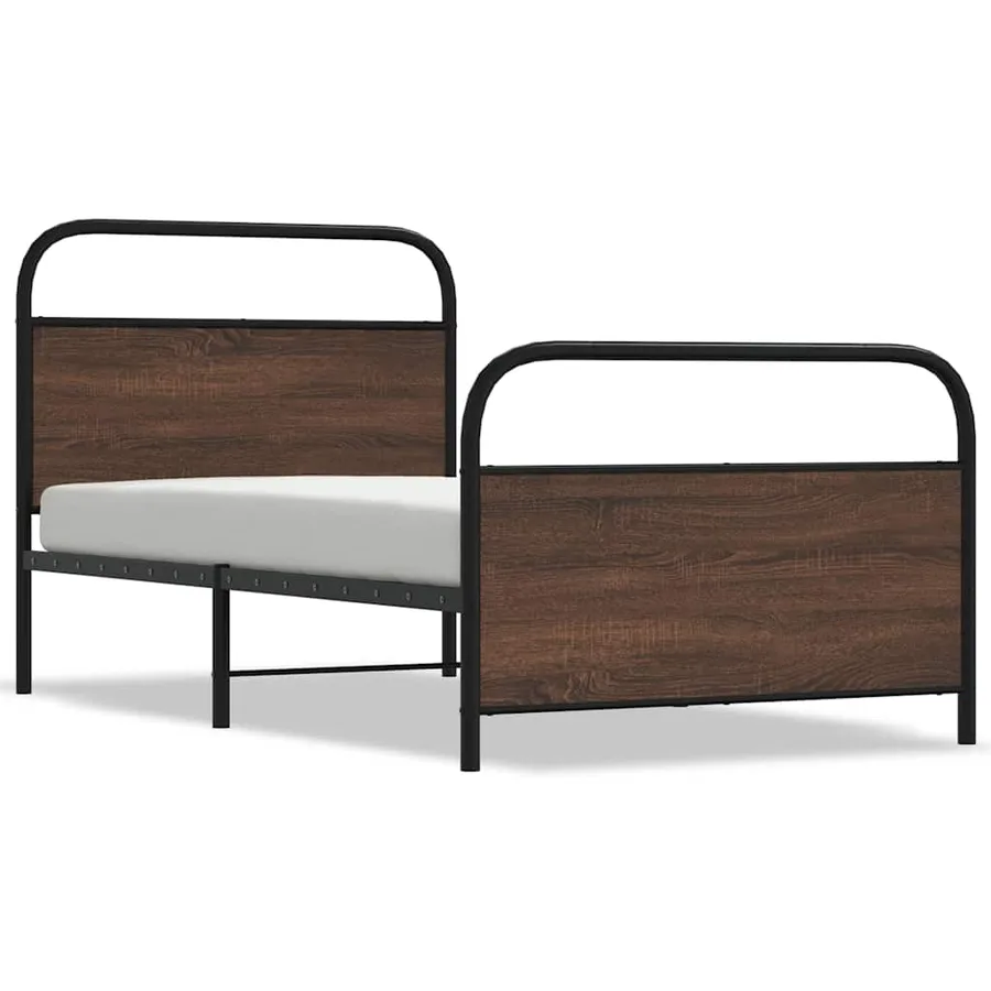 Cadre de lit sans matelas 90x200cm chêne marron bois ingénierie - 2
