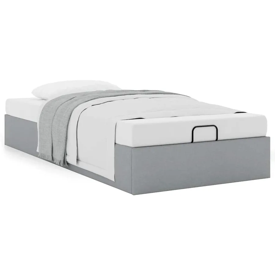 Cadre de lit ottoman sans matelas gris clair 90x200 cm tissu - 4