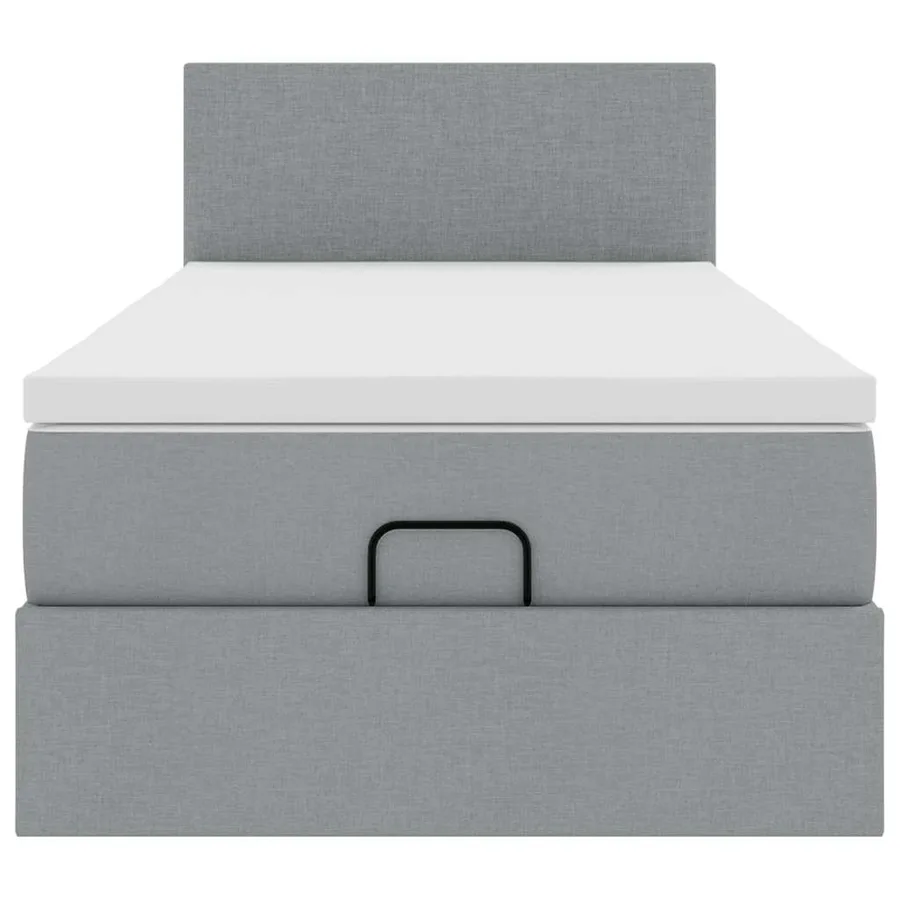 Lit ottoman avec matelas gris clair 90x200 cm tissu - 7
