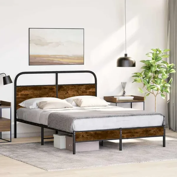 Cadre de lit sans matelas 120x190 cm chêne fumé bois ingénierie