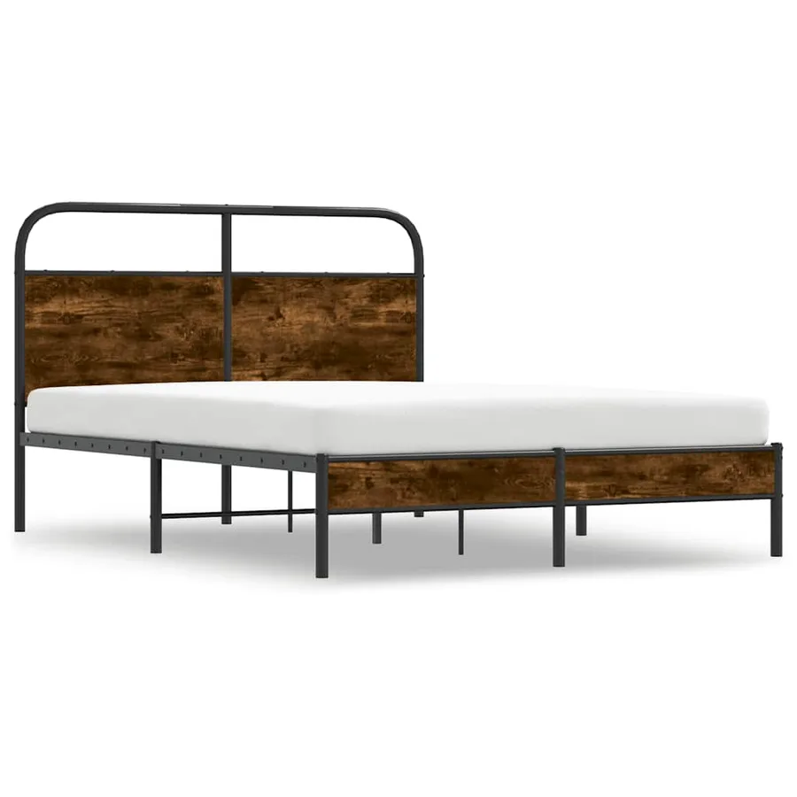 Cadre de lit sans matelas 120x190 cm chêne fumé bois ingénierie - 3