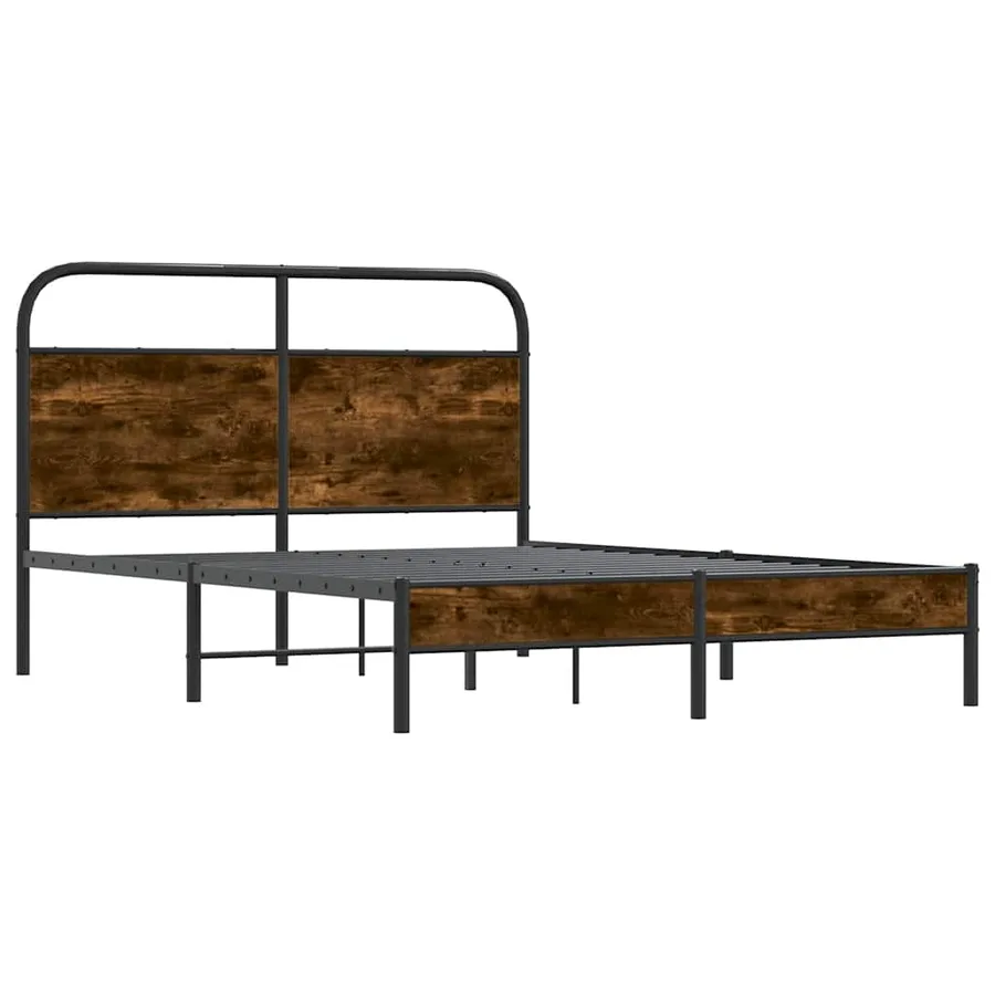 Cadre de lit sans matelas 120x190 cm chêne fumé bois ingénierie - 4