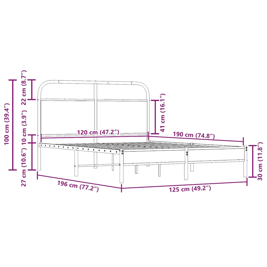 Cadre de lit sans matelas 120x190 cm chêne fumé bois ingénierie - 9