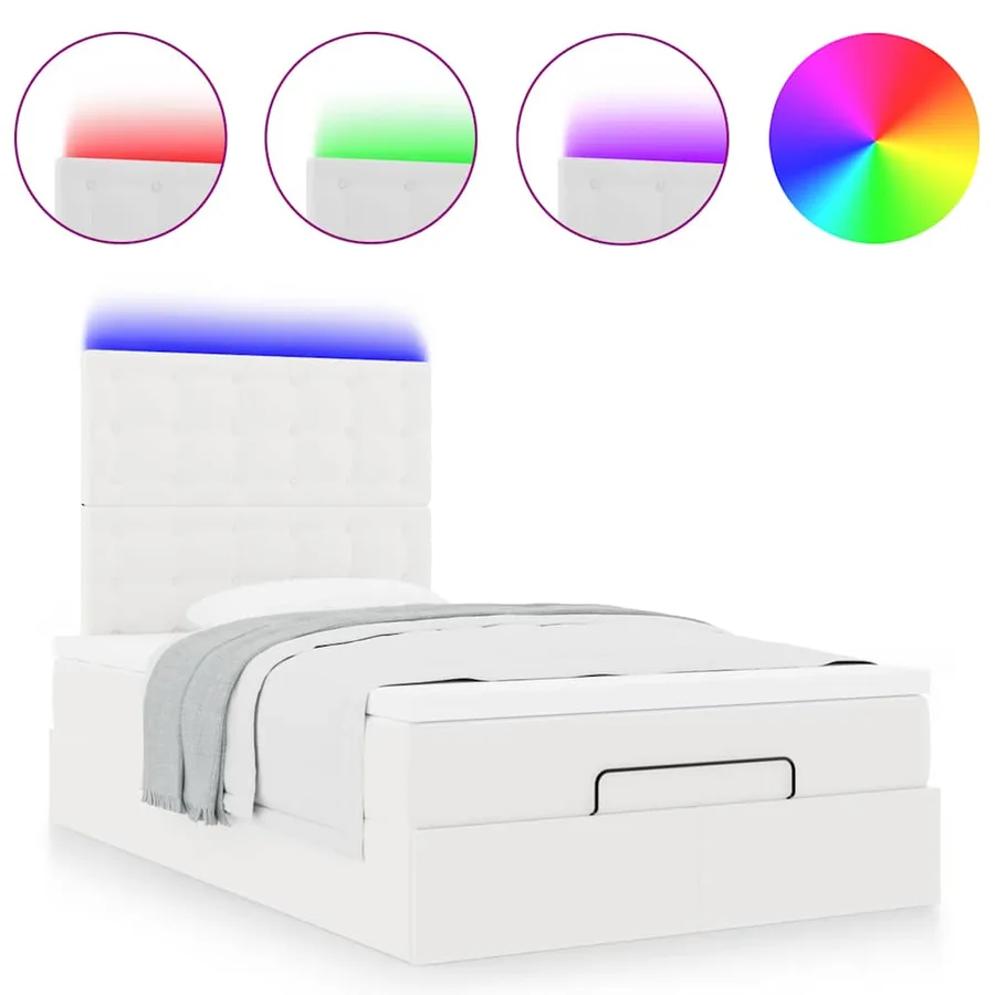 Cadre de lit ottoman avec matelas blanc 120x200 cm similicuir - 5