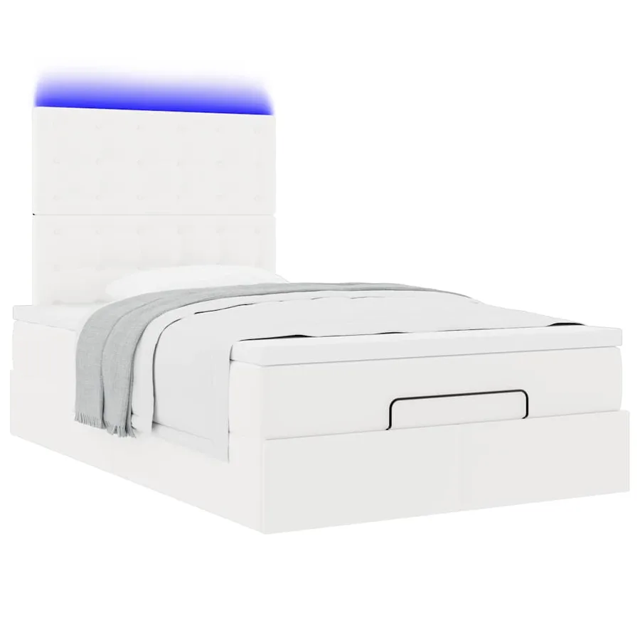 Cadre de lit ottoman avec matelas blanc 120x200 cm similicuir - 6