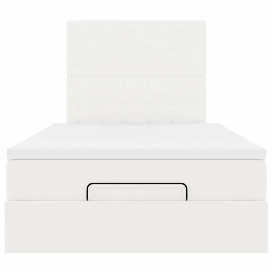 Cadre de lit ottoman avec matelas blanc 120x200 cm similicuir - 8