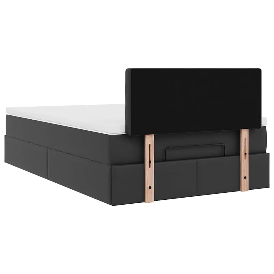 Cadre de lit ottoman avec matelas noir 120x200 cm similicuir - 10