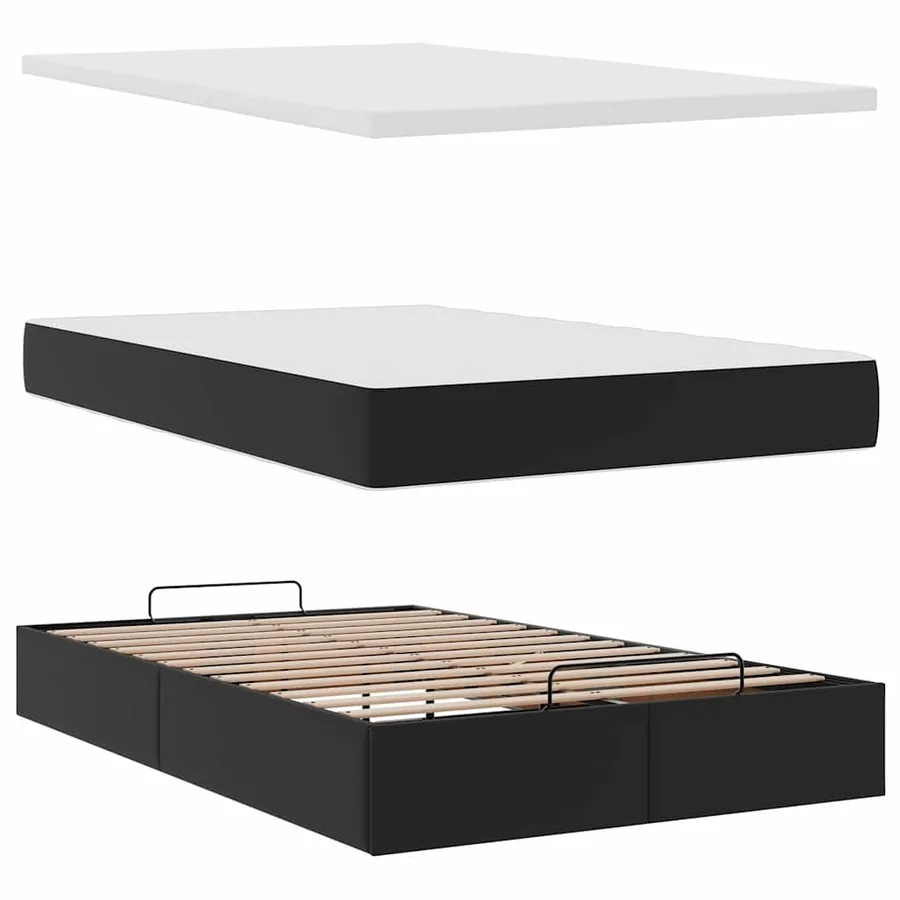 Cadre de lit ottoman avec matelas noir 120x200 cm similicuir - 12