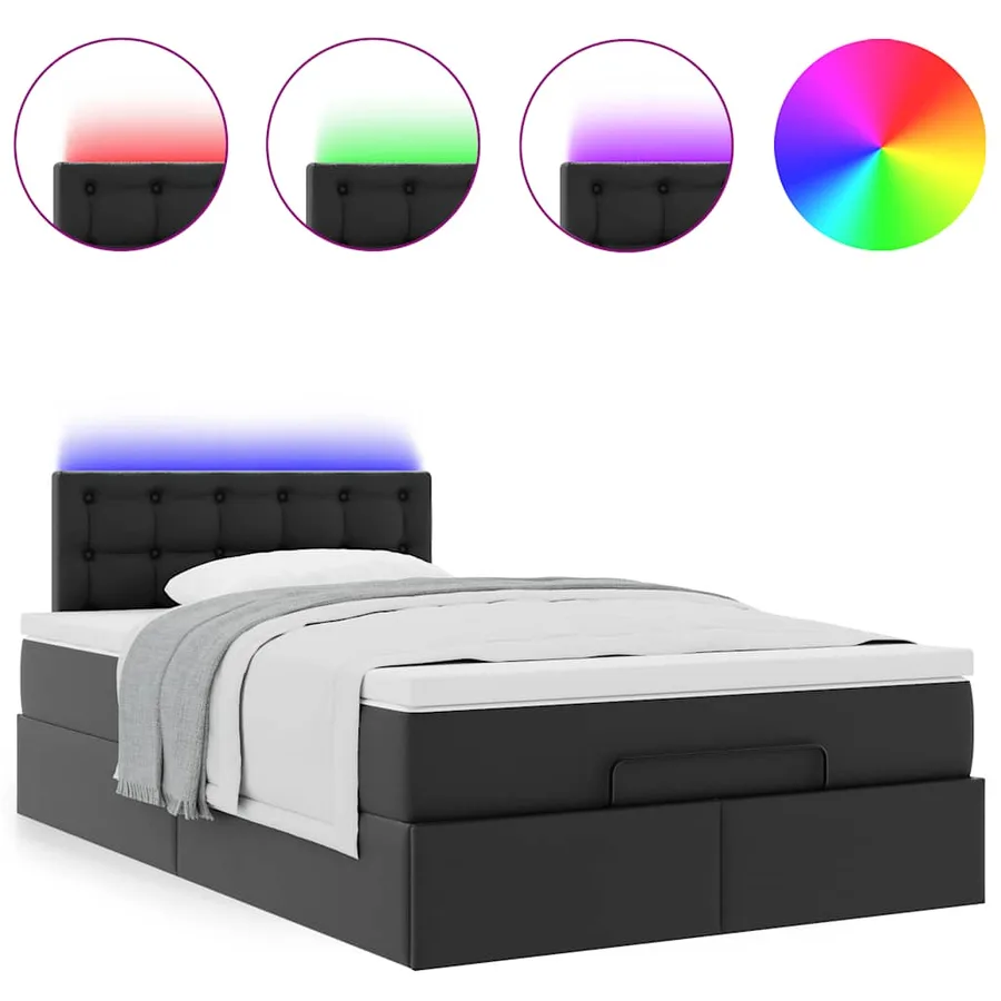 Cadre de lit ottoman avec matelas noir 120x200 cm similicuir - 5