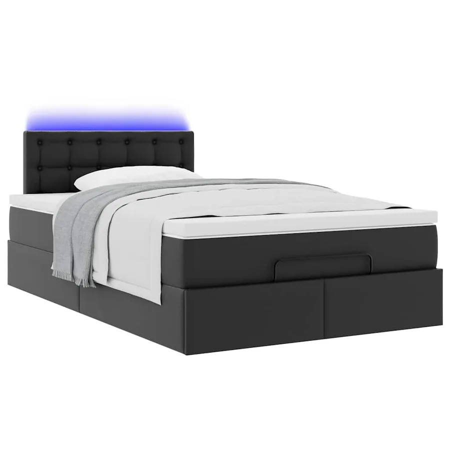 Cadre de lit ottoman avec matelas noir 120x200 cm similicuir - 6