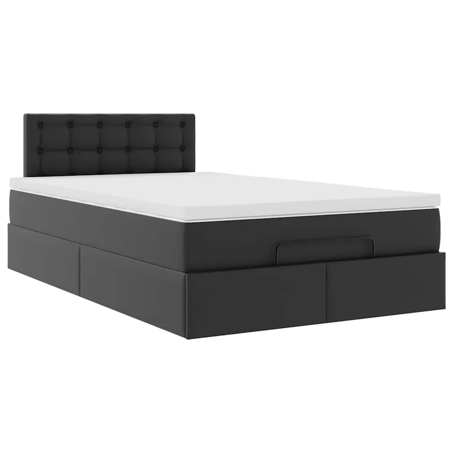 Cadre de lit ottoman avec matelas noir 120x200 cm similicuir - 7