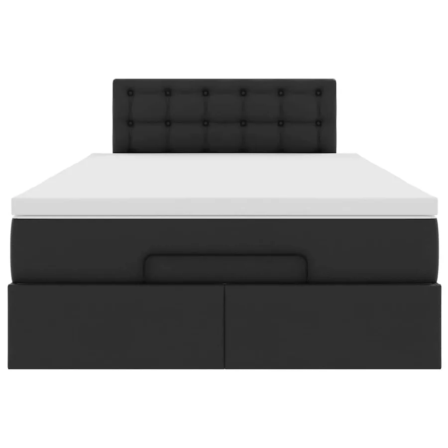 Cadre de lit ottoman avec matelas noir 120x200 cm similicuir - 8