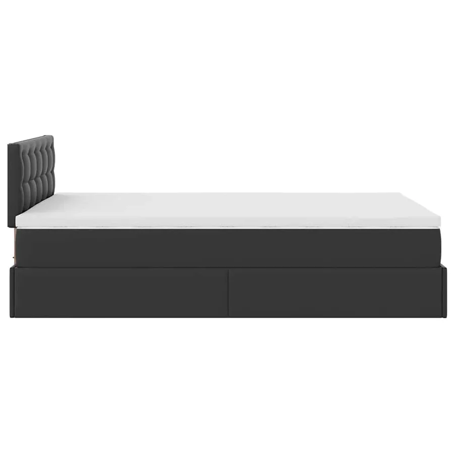 Cadre de lit ottoman avec matelas noir 120x200 cm similicuir - 9