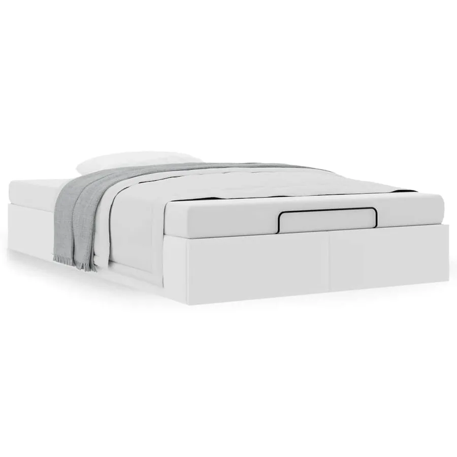 Cadre de lit ottoman sans matelas blanc 120x200 cm similicuir - 4