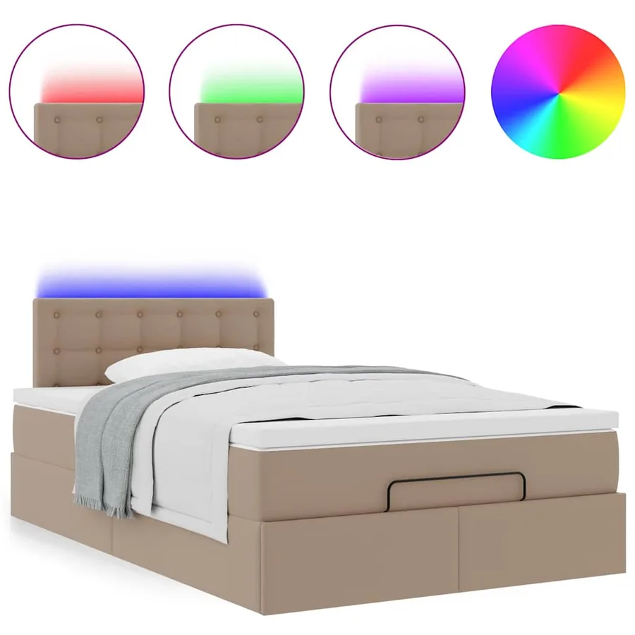 Cadre de lit ottoman et matelas cappuccino 120x200cm similicuir - 5
