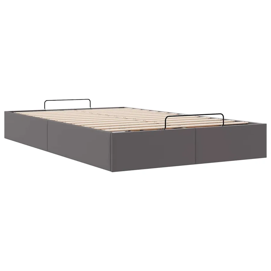 Cadre de lit ottoman sans matelas gris 120x200 cm similicuir - 6