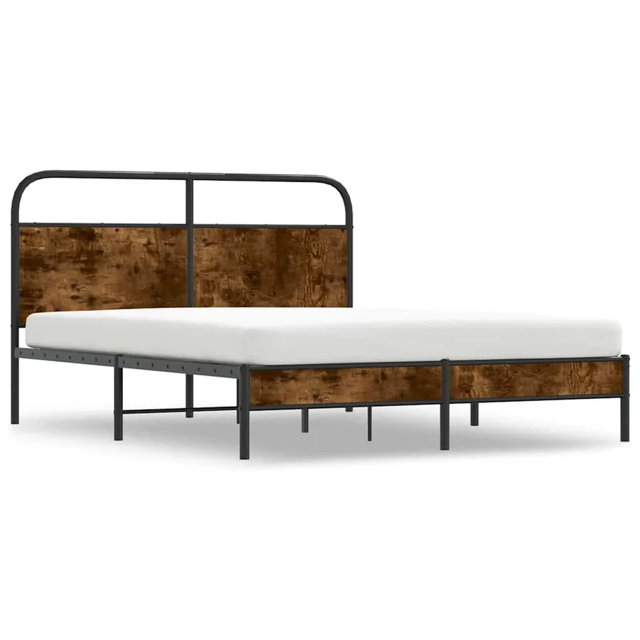 Cadre de lit sans matelas 150x200 cm chêne fumé bois ingénierie - 3