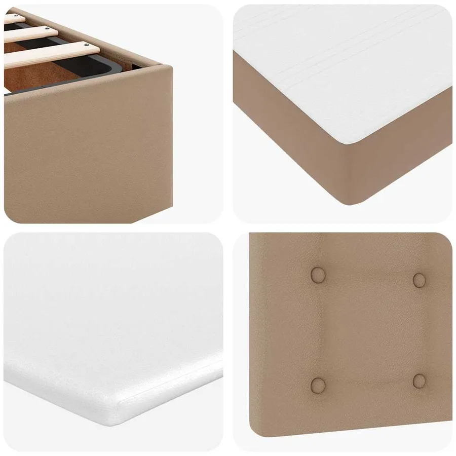 Cadre de lit ottoman et matelas cappuccino 140x190cm similicuir - 14