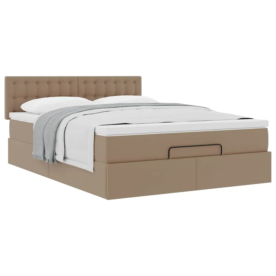 Cadre de lit ottoman et matelas cappuccino 140x190cm similicuir - 5