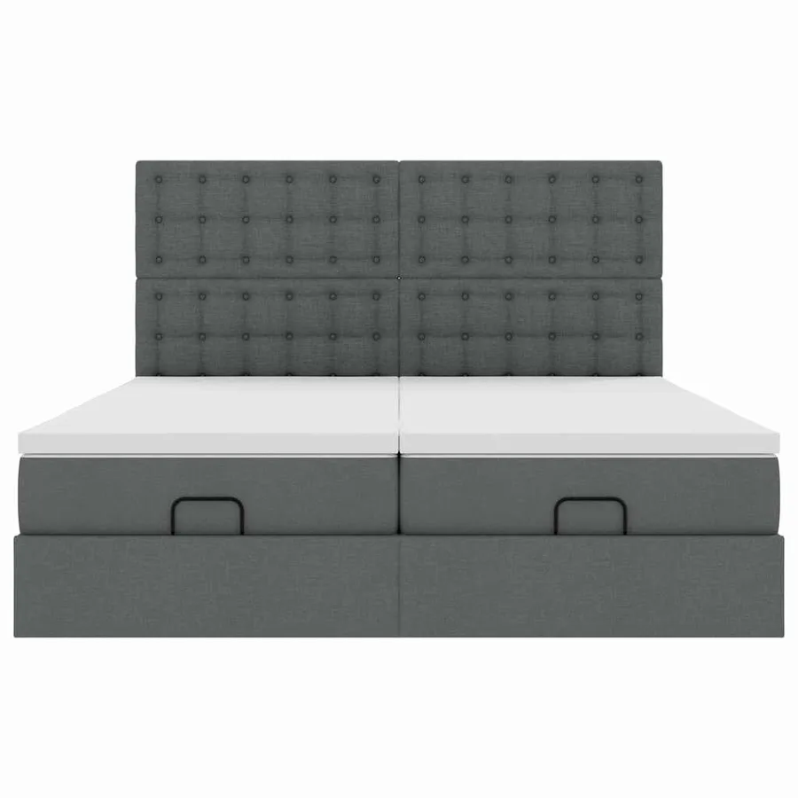 Cadre de lit ottoman avec matelas gris foncé 180x200cm tissu - 7