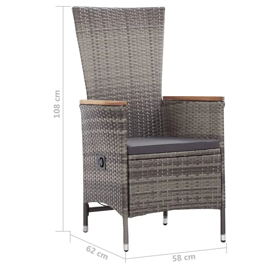 Salon de jardin 3 pcs avec coussins Résine tressée Gris - 13