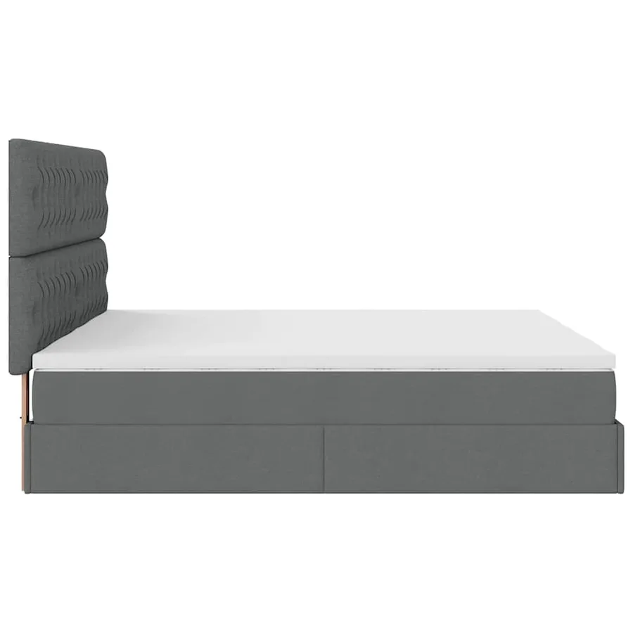 Cadre de lit ottoman avec matelas gris foncé 180x200cm tissu - 8