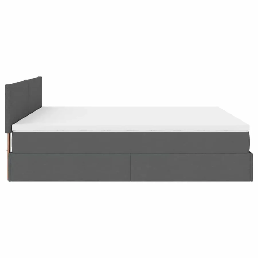 Cadre de lit ottoman avec matelas gris foncé 180x200cm tissu - 11