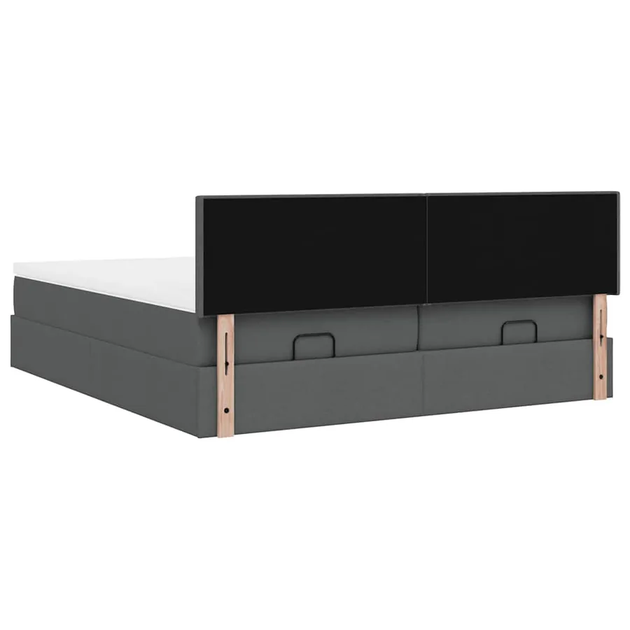 Cadre de lit ottoman avec matelas gris foncé 180x200cm tissu - 12