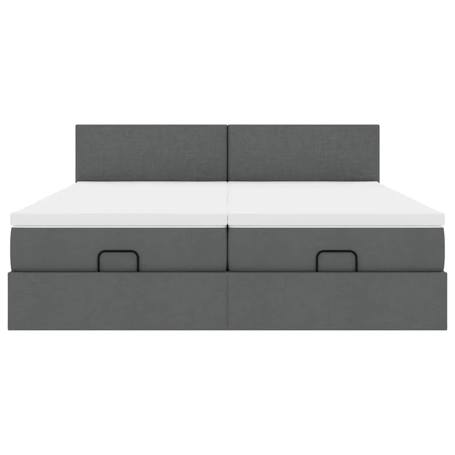 Cadre de lit ottoman avec matelas gris foncé 180x200cm tissu - 8