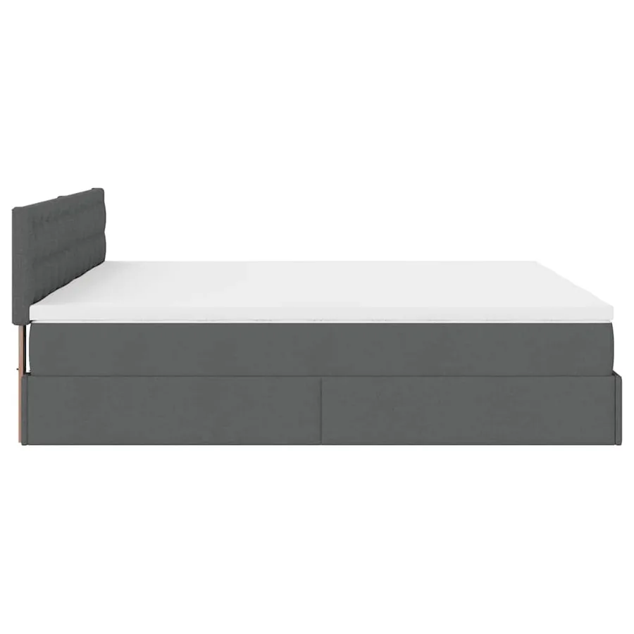 Cadre de lit ottoman avec matelas gris foncé 180x200cm tissu - 10