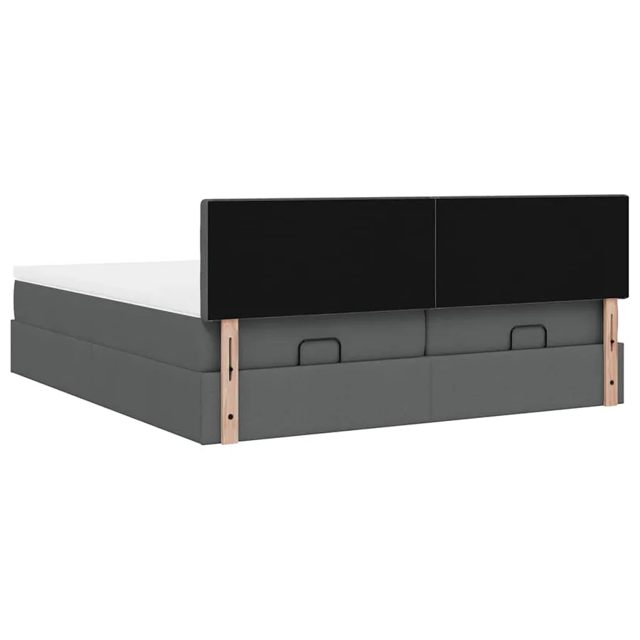 Cadre de lit ottoman avec matelas gris foncé 180x200cm tissu - 11
