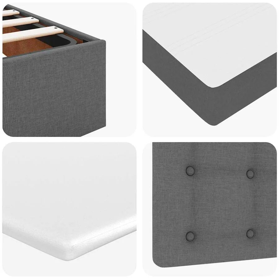 Cadre de lit ottoman avec matelas gris foncé 180x200cm tissu - 14