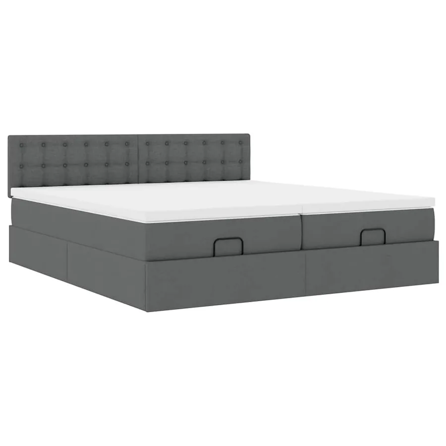 Cadre de lit ottoman avec matelas gris foncé 180x200cm tissu - 6
