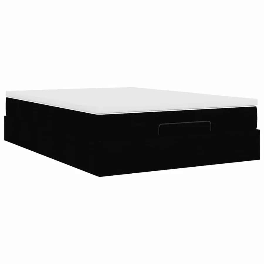Cadre de lit ottoman avec matelas noir 140x190 cm similicuir - 10