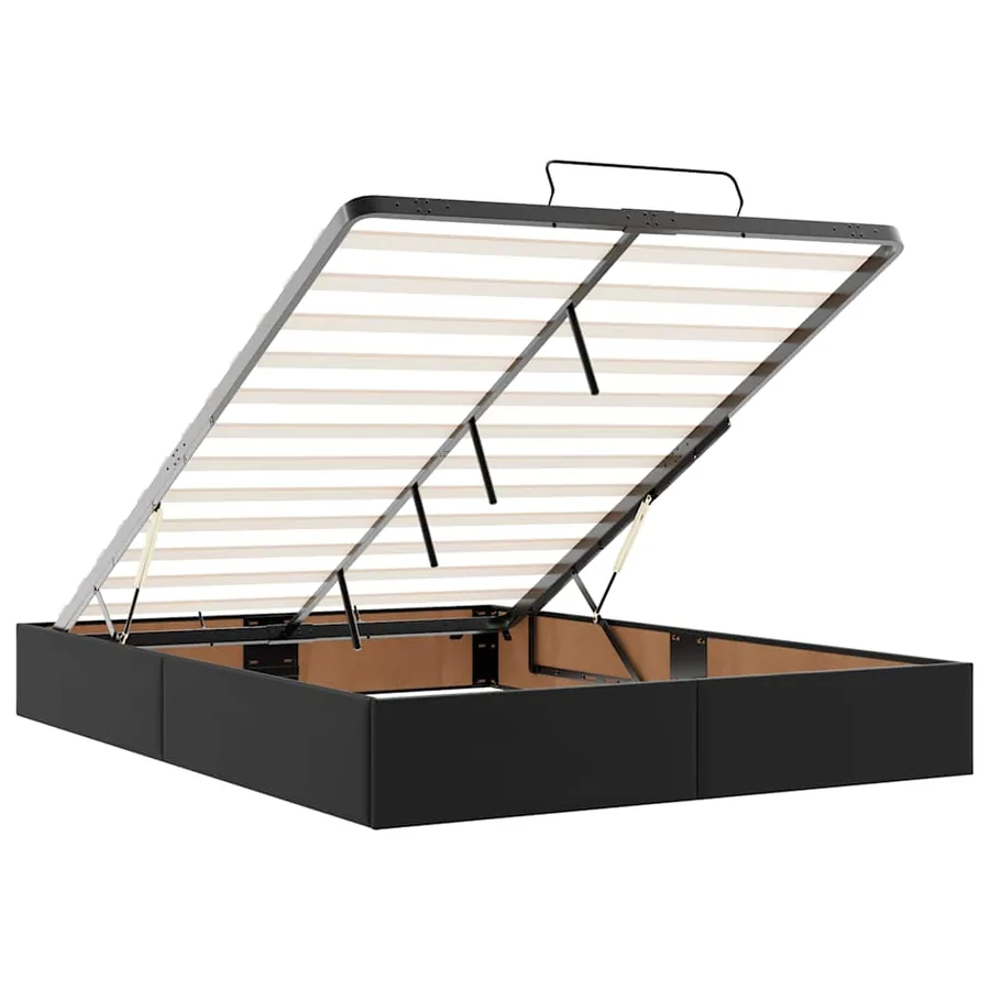 Cadre de lit ottoman avec matelas noir 140x190 cm similicuir - 11