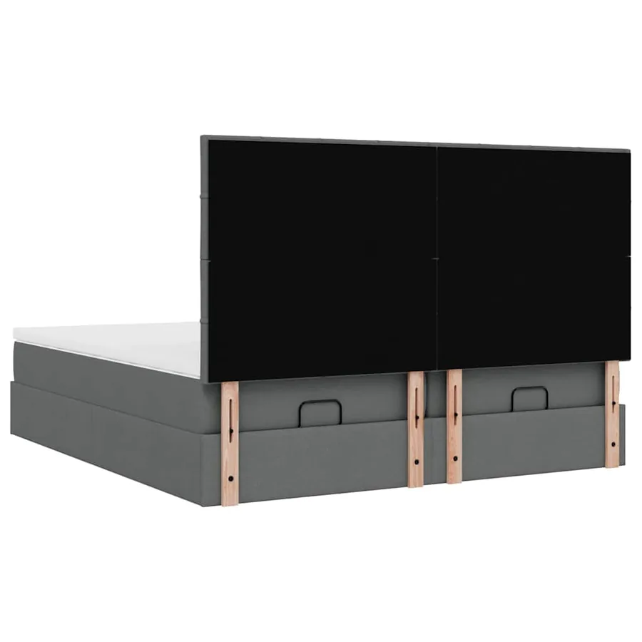 Cadre de lit ottoman avec matelas gris foncé 180x200cm tissu - 9