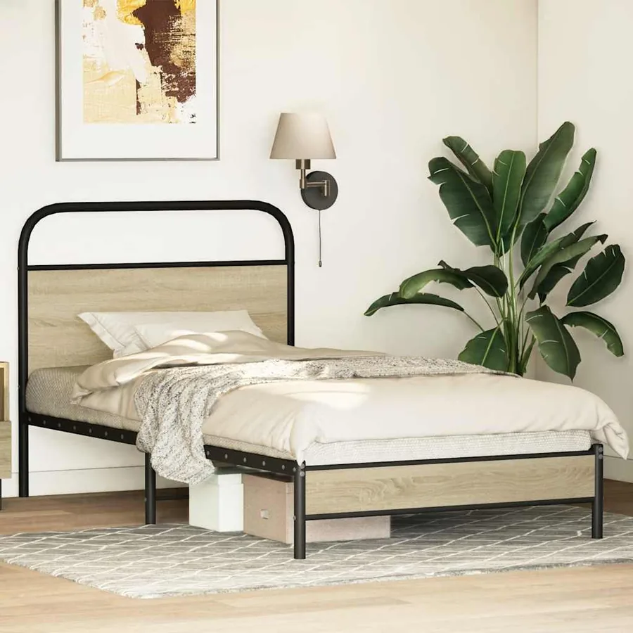 Cadre de lit sans matelas 90x200cm chêne sonoma bois ingénierie - 4