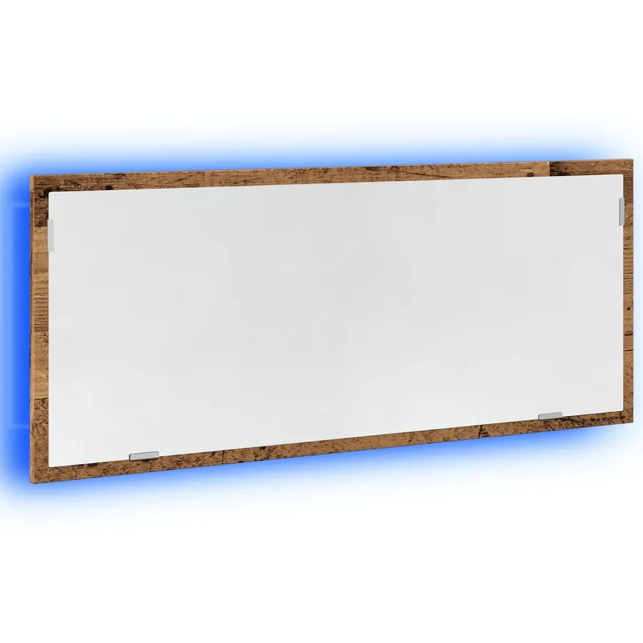 Miroir de salle de bain à LED vieux bois bois d'ingénierie - 3