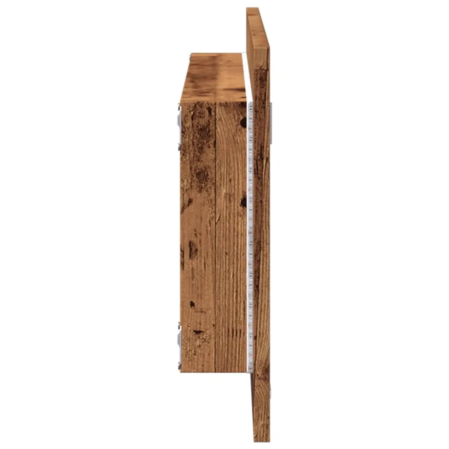 Miroir de salle de bain à LED vieux bois bois d'ingénierie - 6