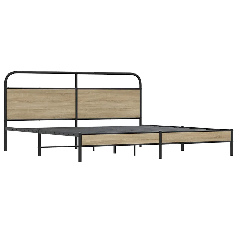 Cadre de lit en métal sans matelas chêne fumé 180x200 cm - 3
